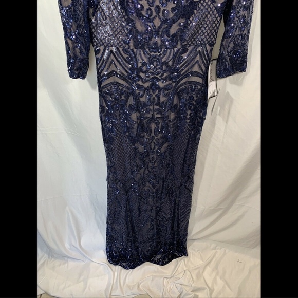 NWT $269‎ Alex Evenings Sequin Embroidered Mesh A-Line Gown Navy [ SZ 8 ] #E936 - Picture 7 of 12